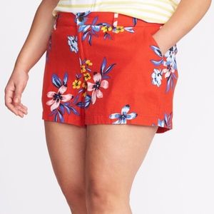 New Old Navy SZ 26 Floral Shorts Orange